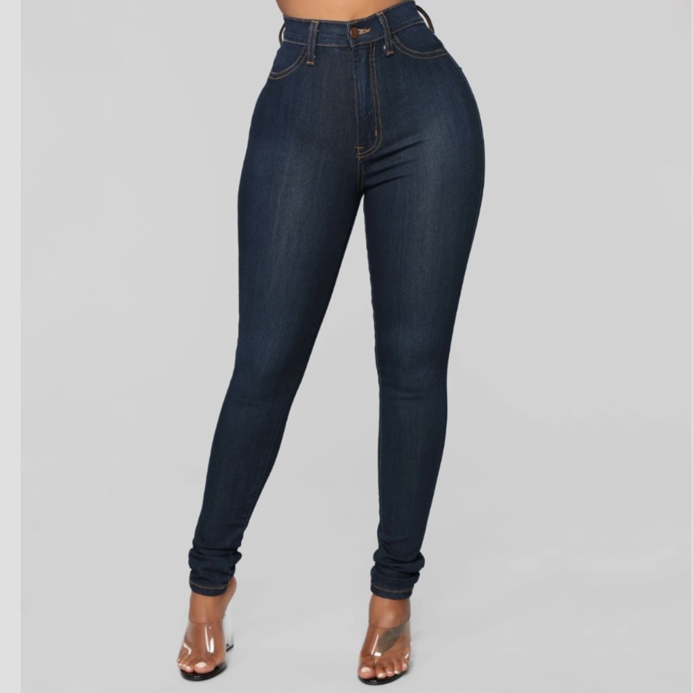 Fashion Nova High Waist Skinny Jeans Dark Denim